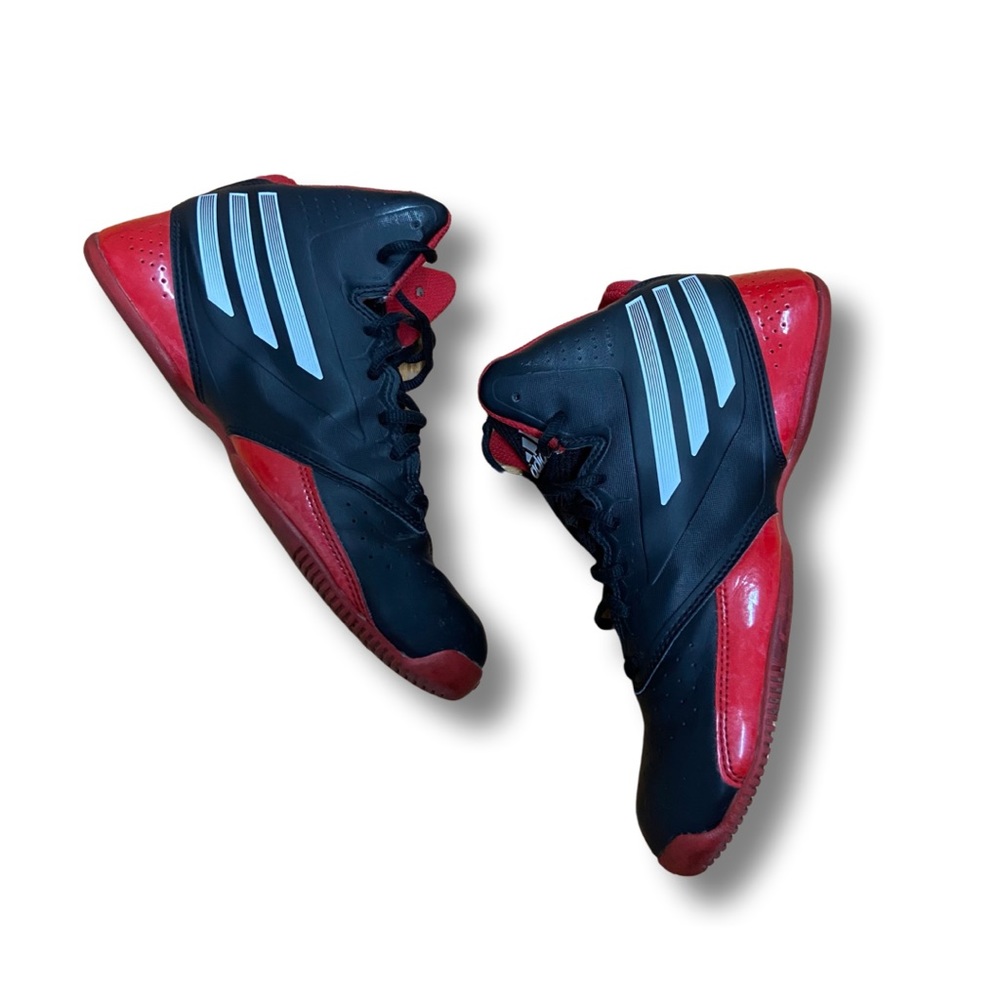 LIMITED ED. ADIDAS SNEAKER - HIGH CUT - WOMENS US 6 - BLACK, RED + WHITE